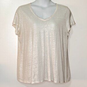 Eileen Fisher Linen Boxy Pearl Color Tee Iridescent Burnout Relaxed Fit Women XL